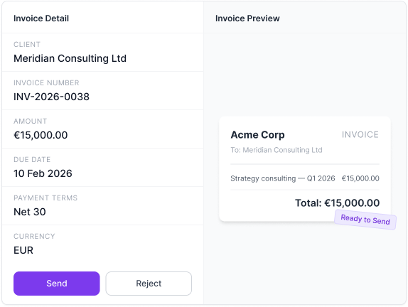 Invoice detail and preview
