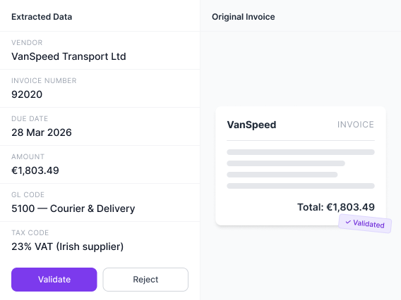 Extracted data and validation