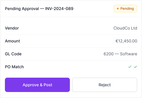 Pending approval interface